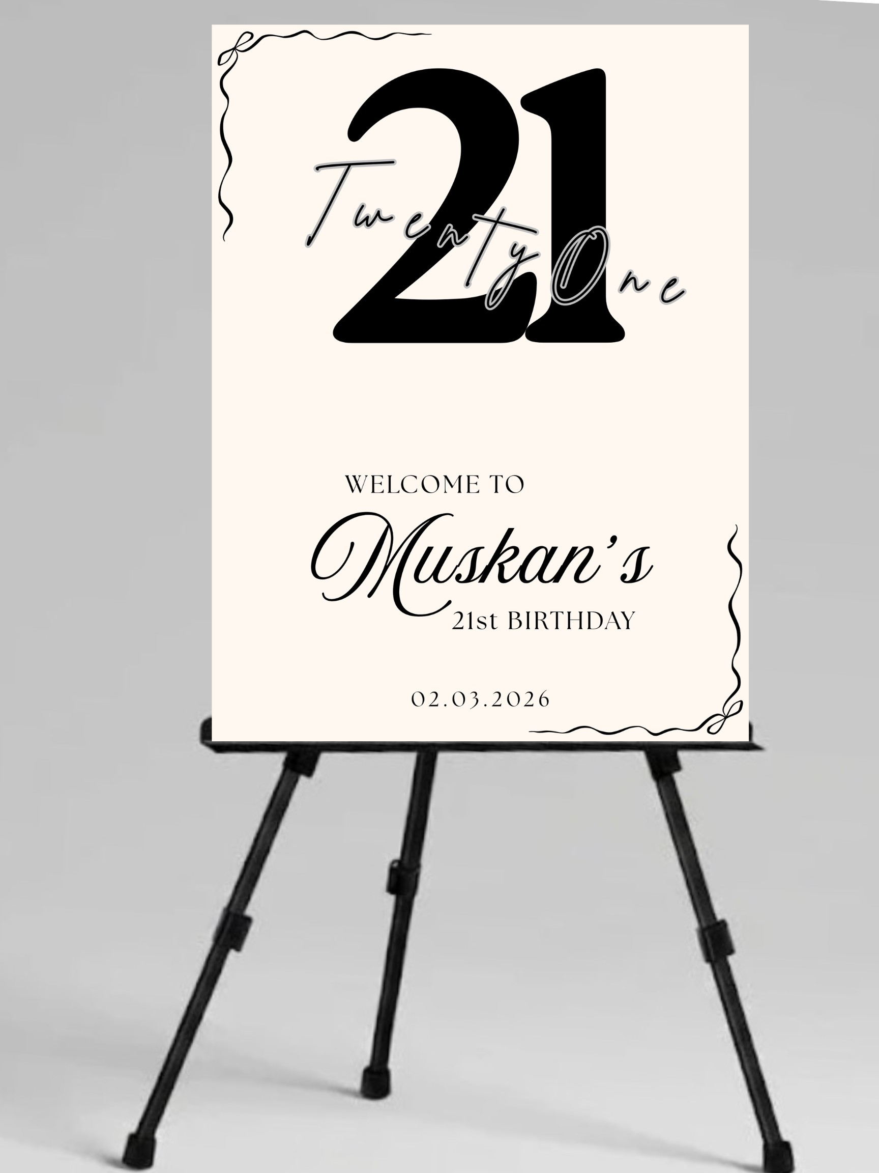 Minimalistic 21st Birthday Welcome Sign