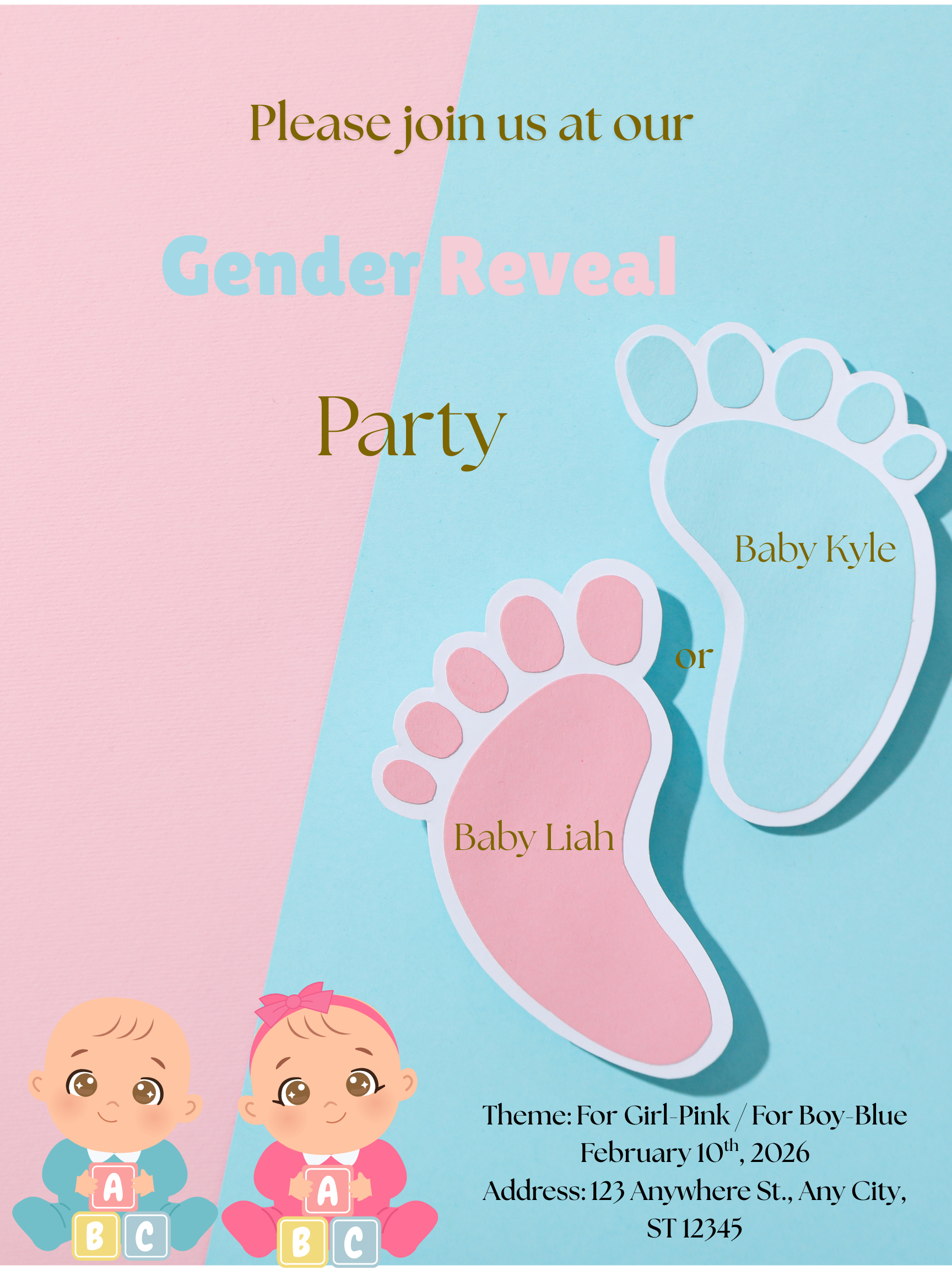 Custom Gender Reveal Invitation Template