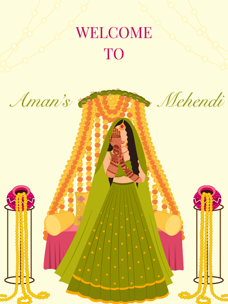 Custom Mehendi Welcome Sign Template
