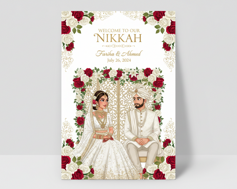 amazing but please make it portrait not landscape and add the floral parttion so it goes across in between them 